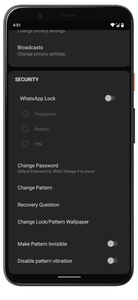 Mavi WhatsApp Plus Kilit Ayarları