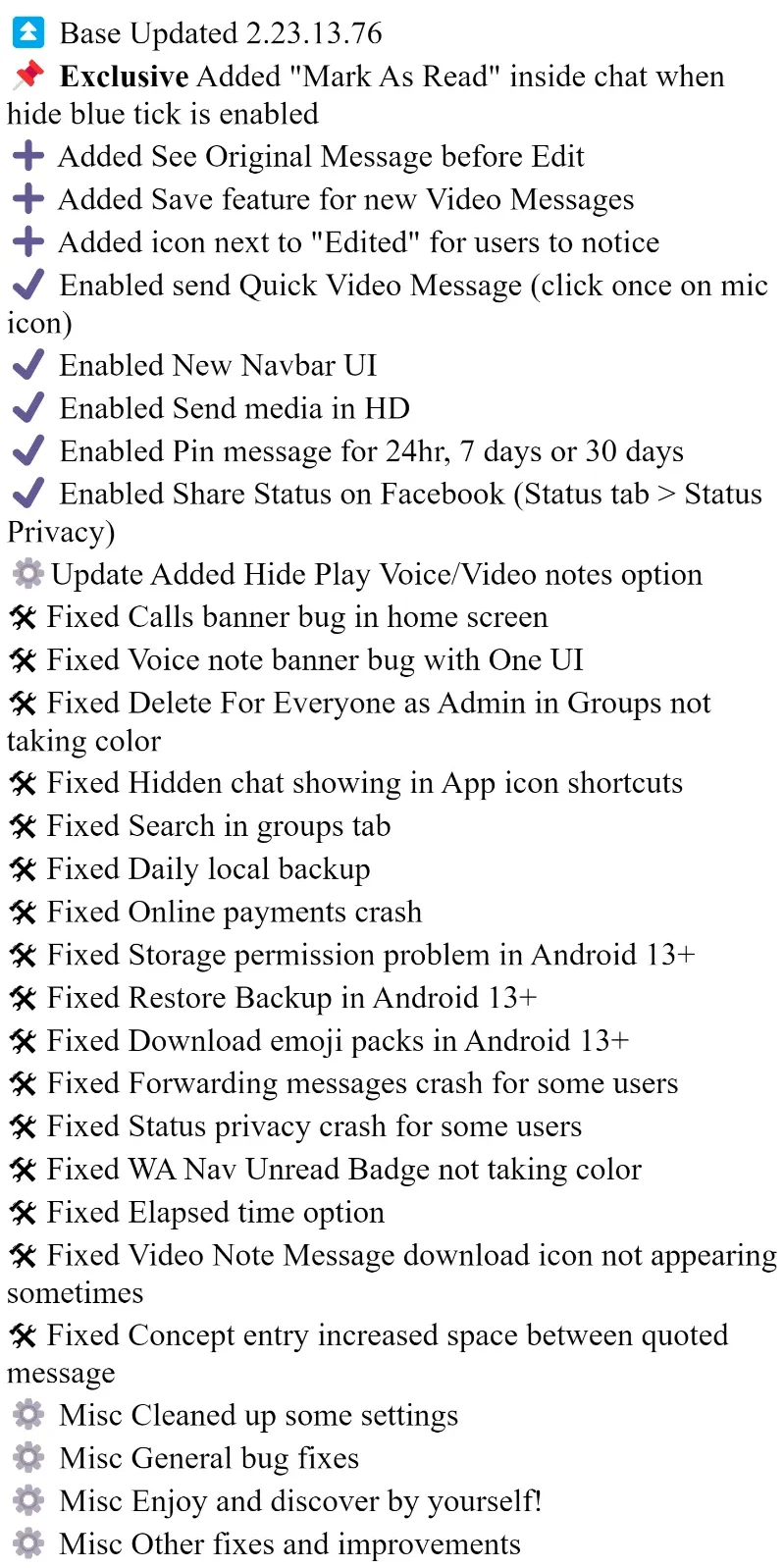 Blue WhatsApp Plus APK v9.85 Değişiklik Günlüğü